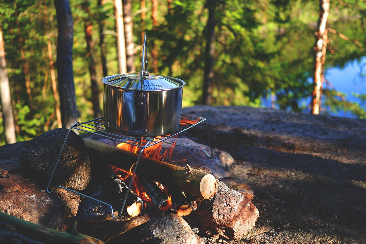 campfire, warehouse, outdoor, pot, fireplace, camp, wilderness, outdoors, tent camp, camping, adventure, cook, bushcraft, scout, leisure time, hobby, prepare, camping, camping, camping, camping, camping on The Frugal Camper