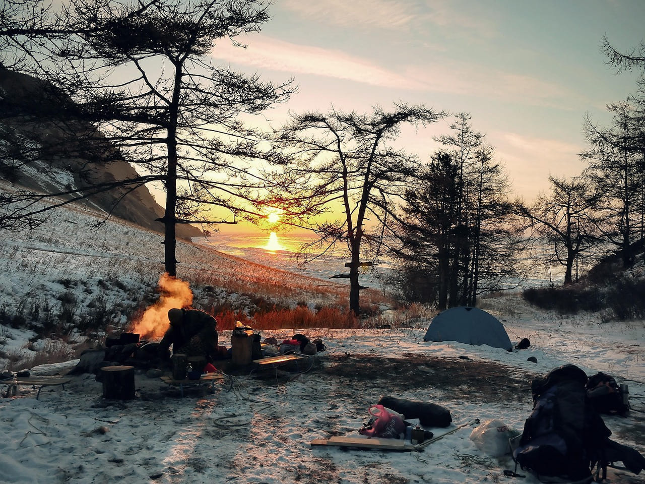 winter landscape, camping, adventure, outdoor, camp, leisure time, warehouse, make fire, campfire, fireplace, wilderness, bushcraft, camping holidays, fire, tent holidays, tent camp, start fire, light, overnight stay, outdoors, hike, survival art, nature, time, cook, baikal, russia, siberia, camping, camping, camping, camping, camping, fireplace, fireplace, bushcraft on The Frugal Camper